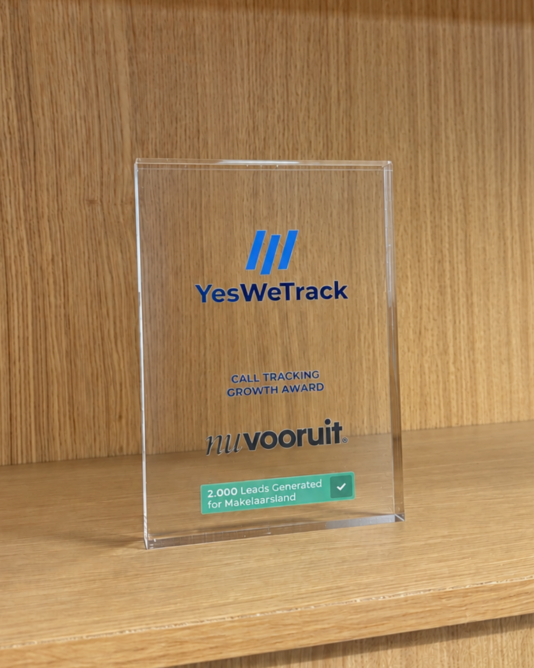 YesWeTrack Call Tracking Growth Award voor 2.000 telefonische leads van NuVooruit